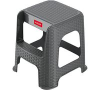 KADAX tabouret en Plastique recyclé jusqu'à 160 kg, Tabouret en rotin avec Pieds antidérapants, Salle de Bain Léger, Jardin (Gris)
