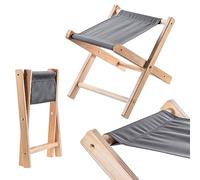 KADAX Tabouret pliant - 40 x 31 x 31 cm - En bois - Charge maximale : 100 kg - Pour jardin, balcon, terrasse et camping - Gris