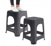 KADAX Tabouret Tabouret de Cuisine Rotin Anthracite 2 pcs