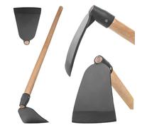KADAX Talon de jardin avec long manche en bois et lame en acier robuste, talon en acier forgé, talon de plante pour jardinage, talon de mauvaises herbes (avec tige)