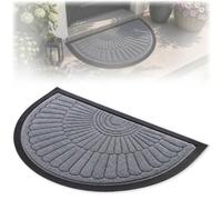 KADAX Tapis de porte, tapis d'entrée en polyester robuste avec côté en caoutchouc, tapis anti-salissures durable en 6 motifs différents au choix, paillasson (demi-cercle, 60 x 40 cm, gris)