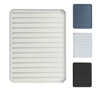 KADAX Tapis d'égouttement pour vaisselle - Tapis de séchage plat avec drainage - 40 x 30 cm - Tapis de vidange pour verrerie - Pour la cuisine - Blanc