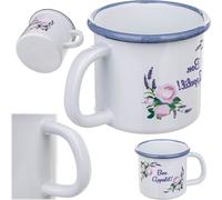 KADAX Tasse émaillée 400 ml pour thé et café, mug pour le camping, grande tasse à café avec anse, tasse à café en acier émaillé, tasse à thé, blanc