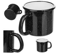 KADAX Tasse en émail 800 ml pour thé et café, tasse pour camping, grande tasse à café avec anse, tasse à café en acier émaillé, tasse à thé (noir)