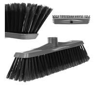KADAX Tête de balai avec filetage - Largeur : 32 cm - Balai à poils robustes - Balai d'intérieur en plastique - Sans manche - Gris