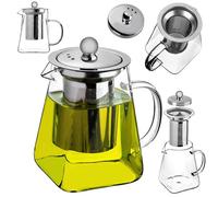 KADAX Théière en verre borosilicate résistant à la chaleur de 650 ml, théière en verre avec passoire amovible en acier inoxydable, théière en verre avec infuseur pour thé en vrac