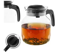KADAX Théière résistante à la chaleur avec couvercle, verre, noir, 1,5L