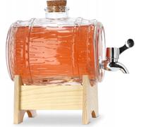 KADAX Tonneau avec robinet "Craco", Bouteilles, Tonneau avec robinet, Distributeur transparent avec base en bois, 1L, 1 pièce