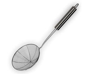 KADAX Truelle à mousse, petit passoire, perforation en acier avec long manche, cuillère à vaisselle, écumoire, louche, passoire, cric à blanchisseur (argent, ∅ 16 cm)
