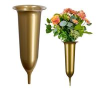 KADAX Vase Fiole Pour Cimetière 31cm Fleurs Artificielles Pointée Or