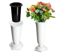 KADAX Vase funéraire, en plastique, résistant aux intempéries, résistant au gel, 15 cm, blanc