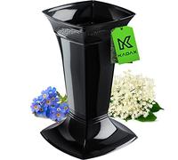 KADAX Vase funéraire avec socle, vase de cimetière en plastique, vase à fleurs pour pierre tombale, décoration funéraire, vase funéraire, vase sur pied pour la tombe (noir/bas)