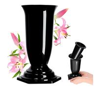 KADAX Vase funéraire en plastique "Sorano", Vase de cimetière, Vases, Vase de cimetière avec insert, noir, 29 cm