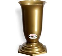 KADAX Vase funéraire en plastique "Sorano", Vase de cimetière, Vases, Vase de cimetière avec insert, or, 23 cm