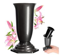 KADAX Vase funéraire en Plastique, Vase ŕ Fleurs, Vase en Plastique pour Fleurs, Vase de cimetičre résistant aux intempéries, Vase ŕ Planter pour Tombe résistant au Gel, (15 cm, Graphite)