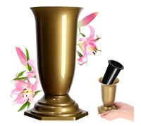 KADAX Vase funéraire en Plastique, Vase ŕ Fleurs, Vase en Plastique pour Fleurs, Vase de cimetičre résistant aux intempéries, Vase ŕ Planter pour Tombe résistant au Gel, (15 cm, doré)