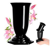 KADAX Vase funéraire en Plastique, Vase ŕ Fleurs, Vase en Plastique pour Fleurs, Vase de cimetičre résistant aux intempéries, décoration funéraire résistante aux intempéries (13 cm, Noir)