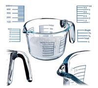 KADAX Verre Doseur 0,5L Transparent - Mesures Précises et Ergonomiques