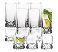 KADAX Verres à Boire pour Toutes les Occasions, Verres Transparents pour Jus, Cocktails, Eau et Soda (325 ml, Lot de 12 : 6 x Haut + 6 x Bas)