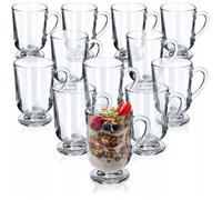 KADAX Verres à Café de 300 ml avec Poignées et Pieds, Tasses Transparentes Idéales pour Irish Coffee, Latte Macchiato (Lot de 12)