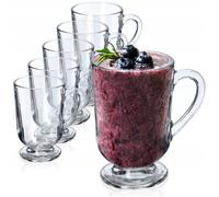 KADAX Verres à Café de 300 ml avec Poignées et Pieds, Tasses Transparentes Idéales pour Irish Coffee, Latte Macchiato (Lot de 6)