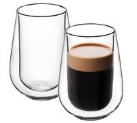 KADAX Verres à double paroi, set, 250ml, verres thermiques en verre borosilicaté, verres à boire pour thé, café, thé glacé, verres à café, verres à thé à effet flottant (sans anse, 2)