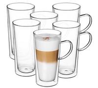 KADAX Verres à double paroi, set, 380ml, verres thermiques en verre borosilicaté, verres à boire pour thé, café, cappuccino, thé glacé, verres à café, verres à thé à effet flottant (Dorit, 6)
