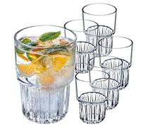 KADAX Verres à long drink, verres à cocktail, verres à boisson, verres à eau, verres à eau, verres striés pour boissons, verres universels (lot de 6 x 320 ml)