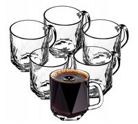 KADAX Verres à thé et café avec poignée, lot de 6, capacité 300 ml, verre épais et durable, forme irrégulière avec motifs floraux, pour boissons chaudes et froides, maison et restaurant