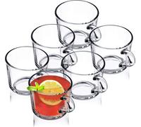 KADAX Verres à thé avec poignée "Flero", verres à jus de fruits, lavables au lave-vaisselle, 270ml, lot de 6