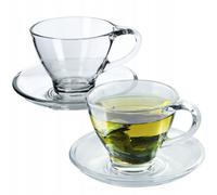 KADAX Verres "Zinal", tasse avec soucoupe, tasse en verre avec soucoupe, gobelet 200 ml, 2 pièces