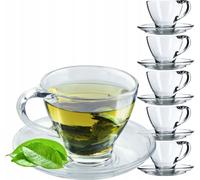 KADAX Verres "Zinal", tasse avec soucoupe, tasse en verre avec soucoupe, gobelet 200 ml, 6 pièces