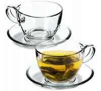 KADAX Verres "Zinal", tasse avec soucoupe, tasse en verre avec soucoupe, gobelet 250 ml, 2 pièces