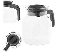 KADAX Verseuse en verre de 1,5 l, cafetière en verre résistant à la chaleur pour thé, café et jus, théière avec poignée ergonomique et couvercle amovible (gris)