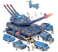 KADAYAYA Jouet de Char, Jouets de Char Militaire Lance-Missile | Jouets de l'armée avec Lumière et Son, 6 Jouets de l'armée et 8 Figurines de Soldats,Cadeau pour Garçons de 3 4 5 6Ans(Bleu)