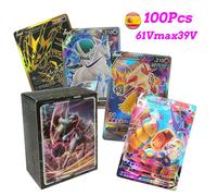 Kadel-20-100 Pièces Nouvelles Cartes Pokemon Anglais Français Espagnol Gx Mega Ex Tag Équipe Vstar Jeu Carte De Combat Offre Spéciale Carte De Collection Cadeau Pour Enfants,61vmax 39v Spanish,