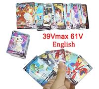 Kadel-20-100 Pièces Nouvelles Cartes Pokemon Anglais Français Espagnol Gx Mega Ex Tag Équipe Vstar Jeu Carte De Combat Offre Spéciale Carte De Collection Cadeau Pour Enfants,100pcs 39vmax 61v,