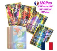 Kadel-20-100 Pièces Nouvelles Cartes Pokemon Anglais Français Espagnol Gx Mega Ex Tag Équipe Vstar Jeu Carte De Combat Offre Spéciale Carte De Collection Cadeau Pour Enfants,Vstargxvmax V-French,