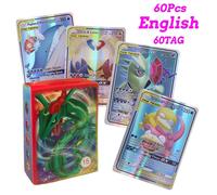 Kadel-20-100 Pièces Nouvelles Cartes Pokemon Anglais Français Espagnol Gx Mega Ex Tag Équipe Vstar Jeu Carte De Combat Offre Spéciale Carte De Collection Cadeau Pour Enfants,60pcs Tag,