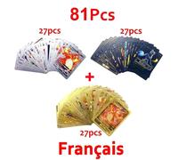 Kadel-Cartes Pokemon Vmax Gx Feuille D'or Carte Flash Anglais Espagnol Coloré Pikachu Charizard Français Allemand Jeu Bataille Cartes De Collection,81pcs French