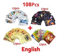 Kadel-Cartes Pokemon Vmax Gx Feuille D'or Carte Flash Anglais Espagnol Coloré Pikachu Charizard Français Allemand Jeu Bataille Cartes De Collection,108pcs English