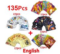 Kadel-Cartes Pokemon Vmax Gx Feuille D'or Carte Flash Anglais Espagnol Coloré Pikachu Charizard Français Allemand Jeu Bataille Cartes De Collection,135pcs English