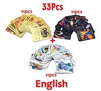 Kadel-Cartes Pokemon Vmax Gx Feuille D'or Carte Flash Anglais Espagnol Coloré Pikachu Charizard Français Allemand Jeu Bataille Cartes De Collection,33pcs English