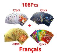 Kadel-Cartes Pokemon Vmax Gx Feuille D'or Carte Flash Anglais Espagnol Coloré Pikachu Charizard Français Allemand Jeu Bataille Cartes De Collection,108pcs French