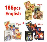Kadel-Cartes Pokemon Vmax Gx Feuille D'or Carte Flash Anglais Espagnol Coloré Pikachu Charizard Français Allemand Jeu Bataille Cartes De Collection,165pcs English
