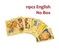 Kadel-Cartes Pokemon Vmax Gx Feuille D'or Carte Flash Anglais Espagnol Coloré Pikachu Charizard Français Allemand Jeu Bataille Cartes De Collection,11pcs-Gold-English