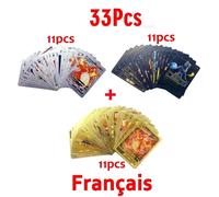 Kadel-Cartes Pokemon Vmax Gx Feuille D'or Carte Flash Anglais Espagnol Coloré Pikachu Charizard Français Allemand Jeu Bataille Cartes De Collection,33pcs French