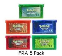 Kadel-Gba Jeu Pokemon Série 32 Bits Cartouche De Jeu Vidéo Console Carte Pokemon Émeraude Feuille Rouge Vert Rubis Saphir Multi-Langue,Fra 5 Pack