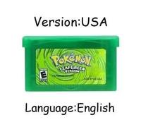 Kadel-Gba Jeu Pokemon Série 32 Bits Cartouche De Jeu Vidéo Console Carte Pokemon Émeraude Feuille Rouge Vert Rubis Saphir Multi-Langue,Leafgreen Usa