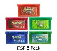 Kadel-Gba Jeu Pokemon Série 32 Bits Cartouche De Jeu Vidéo Console Carte Pokemon Émeraude Feuille Rouge Vert Rubis Saphir Multi-Langue,Esp 5 Pack